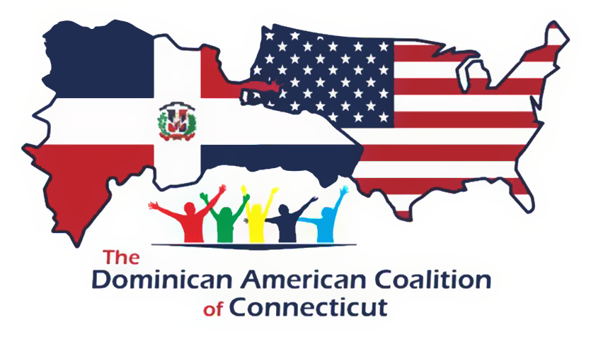Logo de banderas de republica dominicana y estados unidos donde se trabaja en una contribucion social en Connecticut